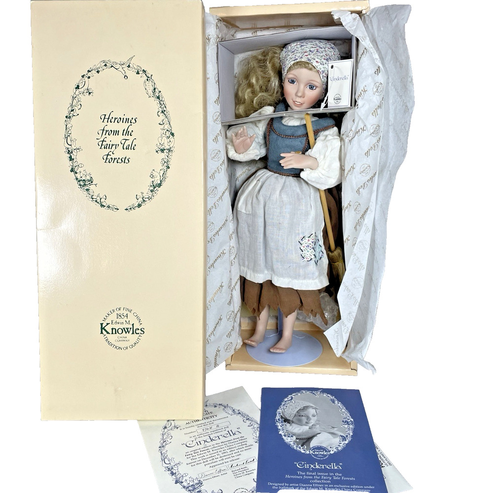 Knowles Cinderella Doll Heroines From Fairy Tale Forest Collection w/ COA Vtg 91